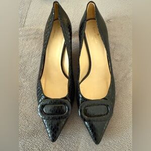 Kate Spade black lizard pumps, low heel, sz 10B